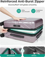 BAGSMART Carry on Luggage 22x14x9 Airline Approved with TSA Lock, 100% Polycarbonate Hardside Suitcase with Spinner Wheels, Rose Purple