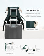 LOVEVOOK Laptop Backpack for Women, 15.6 Inch Work Laptop Bag with USB Port, Fashion Teacher Nurse Backpack Purse, Waterproof Travel Computer Backpack with Organizer Bag, 2PCS, Beige-Green