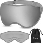 Fygrip 3D Eye Mask Sleep Mask for Men & Women, 100% Pressure-Free & Light Block-Out Eye Mask for Sleep with Easy Adjustable Strap, Night Eye Cover for Travel, Grey
