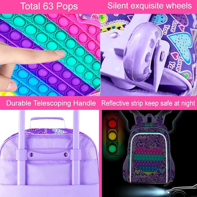 Kids Suitcase with Wheels for Girls and Boys, Rolling Carry on Luggage for Toddler Children