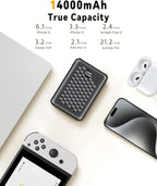 MNZZ 7.4v 14000mAh Rechargeable Power Bank Capacity Portable Battery Charger for Graphene Heated Jackets Heated Vests Type-C Input，USB Type-C DC Output Cell Phone Portable Battery Bank
