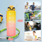 Water Bottle with Straw 1L,Boys Water Bottles with Straw 1 Litre,Waterbottle Leak-Proof Sports Water Bottle,Plastic Drinks Bottles Toxin Free，Bpa-Free (Yellow Pink)