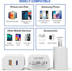 4 Pack i Phone 17 16 15 14 USB C Charger Block, iGENJUN 20W Dual Port QC + PD 3.0 Power Adapter Wall Charger, Double Fast Plug Charging Brick for i Phone 17/17 Pro/16/15/14/X, Galaxy - White