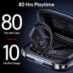 Hybrid Active Noise Cancelling Wireless Ear Buds 80 Hrs Playtime Hi-Res Stereo Quality Bluetooth Earbuds with Transparency Mode Headphones Bluetooth Earhooks ANC Earphones for Work Sports Travel