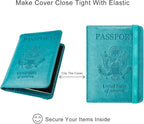 WALNEW Passport Holder for Travel, RFID Passport Cover Wallet for Women Men, PU Leather Passport Book Card Holder Case with Pen, Travelling Essentials for Flying