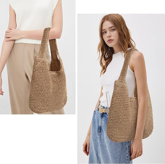 Trifabricy Beach Bags for Women, Large Beach Bag, Woven Straw Tote Bags Waterproof, Weaving Swim Shopping Travel Bag