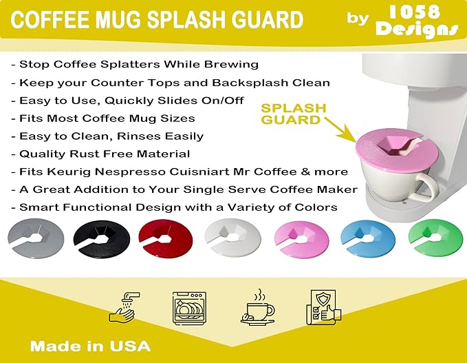 Coffee Mug Cup Splash Splatter Guard Screen compatible with Keurig and other single serve brewing machines (Rose Pink)