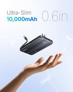 INIU 3-in-1 Portable Charger, 45W 10000mAh Fast Charging Power Bank, Built-in USB C Cable & Foldable Wall Plug, Travel Essentials, Battery Pack for iPhone 17 16 15 Series, Samsung, MacBook, etc. Green