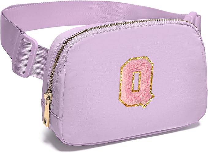 Gitus Initial Belt Bag Fanny Pack Crossbody Bag for Girls Birthday Gifts Age 8-10 Teen Girl Gifts Trend Stuff Personalized Letter Gifts for Daughter Sister (Lavender-Q)