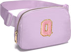 Gitus Initial Belt Bag Fanny Pack Crossbody Bag for Girls Birthday Gifts Age 8-10 Teen Girl Gifts Trend Stuff Personalized Letter Gifts for Daughter Sister (Lavender-Q)
