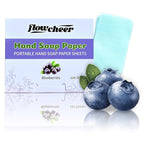 flowcheer Paper Soap Sheets For Hand Washing - (120 Pcs) Blueberry Scent Portable Travel Soap Sheets, Eco-Friendly, Dissolvable soap sheets for travel, Hiking, Outdoor, School