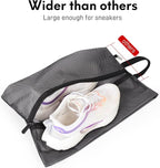2 Pack Shoe Bags for Travel, Sneaker Bags, Waterproof Travel Shoe Bags with Zipper for Packing, Golf Shoe Dust Bags for Man and Women, Medium, Black