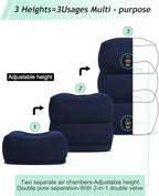 Inflatable Travel Foot Rest Pillow, Kids Airplane Bed, Adjustable 3 Layers Height Leg Rest Pillow, Adults Travel Essentials Great for Airplane, Office, Home, Trains, Cars (Blue)