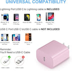 iPhone Fast Charger 3+3Pack 20W USB C Wall Charger with 10FT Fast Charging Cable Compatible with iPhone 14/13/12/11/Pro/Pro Max-Pink