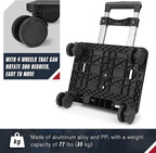 Zoofen Folding Hand Truck Lightweight Luggage Cart with 4 Wheels Compact Trolly Cart with 2 Elastic Ropes for Luggage,Backpack, Bags, Travel and Office Use(24 * 31cm)