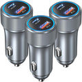 USB C Car Charger 36W, OKRAY 3-Pack Fast Charging PD3.0+QC3.0 Dual USB Car Phone Charger 12v Type C Cigarette Lighter Adapter for iPhone 17 16 15 14 13 Pro, Samsung Galaxy S25 S24 A16, Pixel 9 (Grey)