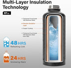 DYSANKY Insulated Water Bottle | Thickened Stainless Steel for Gym and Hiking with Straw, Carrier Bag, Handle Strap | BPA-Free 87 oz