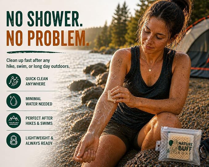 2-Pack Biodegradable Soap Unscented Travel-Sized Camping Soap Bars -All-In-One Backpacking Essentials Outdoor Recreation Soap Bar and Washcloth