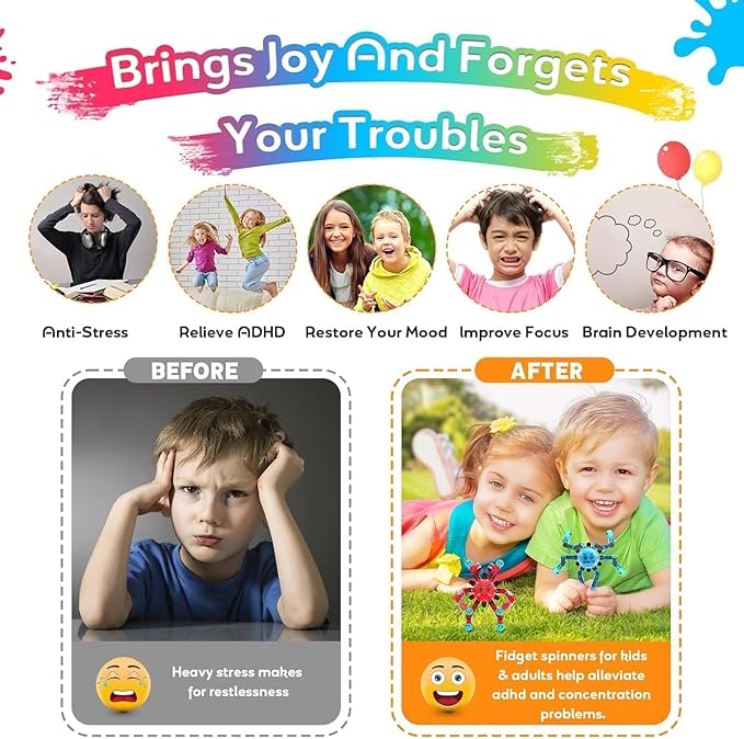 Transformable Fidget Spinner Toys for Kids and Adults,4 Pcs Sensory Toy for Boys Girl ADHD Stress Relief Toys,Fingertip Gyros Travel Toy Party Favors for Teens Birthdays Gifts Easter Present