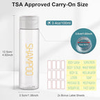 Cosywell Travel Bottles for Toiletries 5 Pack 3.4oz Pre-Printed Travel Size Containers TSA Approved Toiletry Bottles Wide Mouth Leak Proof Squeeze Bottle for Lotion Toothpaste(Clear)