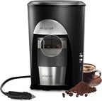 Portable Coffee Maker for Travel Camping Car, Compact Drip Coffee Machine Single Serve with 10oz Travel Mug for Traveling, RV, Office, Camping, 12V Socket, Black