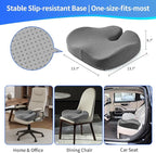 Seat Cushions for Office Chairs & Hip Pain Relief, Extra-Dense Coccyx Cushion with Sciatica Support, Ergonomic Design for Desk Chair, Car, Wheelchair, All-Day Comfort (Gray)