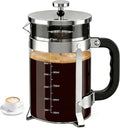 QUQIYSO French Press Coffee Maker, Large French Press with Thick Borosilicate Glass, 304 Stainless Steel Filter, Teapot & Coffee Maker for Home, Office, Party, 51oz, Silver