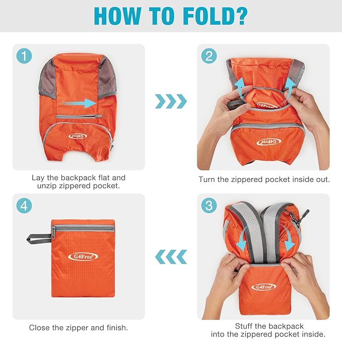 G4Free Lightweight Packable Hiking Backpack for Men Women Small Hiking Daypacks Foldable Shoulder Pack Casual Outdoor Bag 11L
