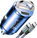 AINOPE 90W Super Fast Car Charger, Invisible USB C 45W Car Charger Fast Charging Type C, [Mini&Metal] Cigarette Lighter USB Adapter Fits iPhone 17 16 15 Pro Max Samsung Galaxy S25 Ultra S24, Blue