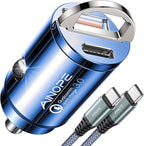 AINOPE 90W Super Fast Car Charger, Invisible USB C 45W Car Charger Fast Charging Type C, [Mini&Metal] Cigarette Lighter USB Adapter Fits iPhone 17 16 15 Pro Max Samsung Galaxy S25 Ultra S24, Blue