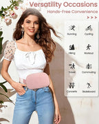 Vankor Pink Fanny Pack for Women Cross Body, Corduroy Pink Belt Bag for Women Crossbody Stylish Waist Pack Purse for Travel, Hiking, Workout, Running