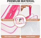 Icramsy Clear Makeup Bag,2 Pack TSA Approved Toiletry Bag Travel Toiletry Bag Hanging Makeup Cosmetic bag for Women Men (ROSY)