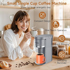 Horavie Small Single Serve Coffee Maker, 2 in 1 Fast Brew One Cup Coffee Machine, 6 to 12 oz. Brew Sizes, Capsule Coffee Machine with Descaling Reminder, Fits 5.5" Mug, Grey