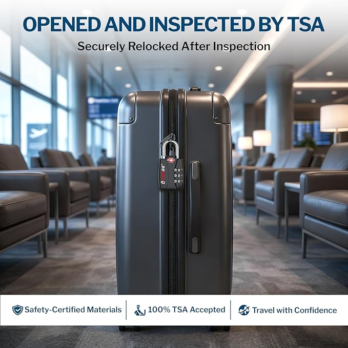 Forge Open Alert TSA Approved Luggage Locks - 3 Digit Combination, Easy Read Dials, Zinc Alloy Body - Ideal Travel Lock for Luggage, Suitcases, Bags & Toolboxes (Black 6 Locks)