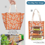 iknoe Insulated Lunch Bag for Women & Adults, 9L Foldable Wide-Open Cooler Bag with Pockets, Leakproof & Portable, for Picnic, Office, Beach(Daisy)