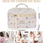 Gosect Large Makeup Bag, Cute Cosmetic Bag for Women Girls, Floral Coquette Aesthetic Toiletry Bag, Travel Make Up Organizer Bag (Small Elephant)