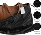 Q&J Fabric Co. 6 Pack Satin Dust Bags for Purses and Handbags - Purse Storage Organizer with Drawstring, Dustproof Travel Storage Pouches for Handbags, Shoes, Boots & Clothes (15.7"x19.7", Black)