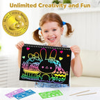 ZMLM Rainbow Scratch Easter Gifts: 2 Pack Rainbow Scratch Notebooks Easter Basket Stuffers Art Crafts for Kids Girls Boys 3 4 5 6 7 8 9 10 11 12 Years Old Birthday Toys Art Supplies Paper