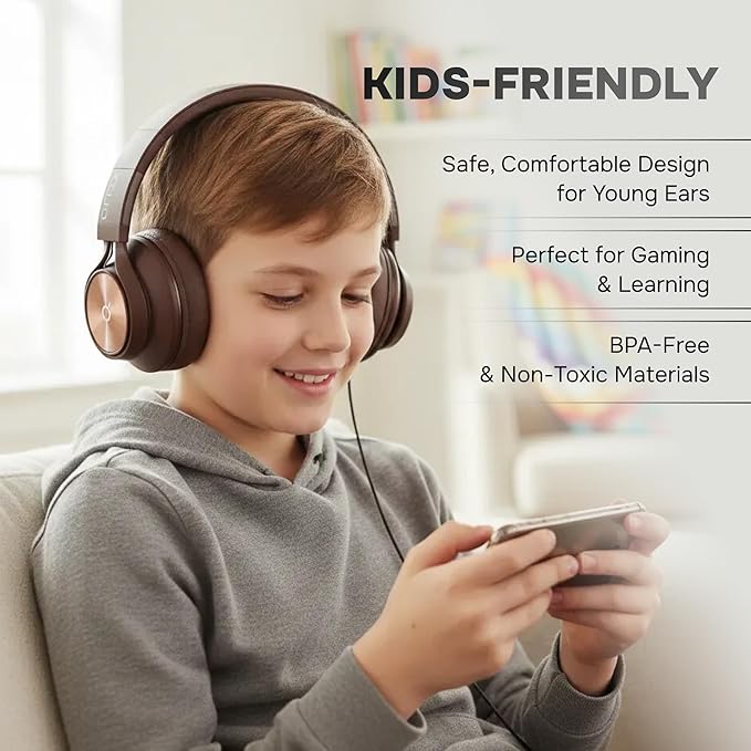 ARTIX Over Ear Headphones Wired with Microphone and Volume Control, Foldable Noise Isolating Headset with Deep Bass for School, Laptop, Computer, Chromebook, Tablet, Travel (3.5mm Jack)