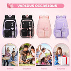 MOONBABY Girls Backpack, Kids Backpack for Girls, School bag for Primary Elementary Teenage, Middle School Students Bookbag