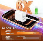 45W USB-C for iPhone 17 16 15 Pro Max Charger Fast Charging and Long Type C to C Cable Cord 10FT/6FT,PD 3.0 GaN Dual USB C Port Super Fast for iPhone 17 Pro/17 Air/16 Plus/15 Series/Pad/Galaxy S24/S25
