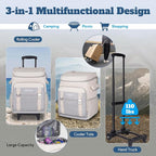 INSMEER Cooler with Wheels and Handle, 80 Cans/50L Rolling Cooler, Portable Soft Sided Cooler with Wheel, 2-in-1 Collapsible Trolley Cart, Large Coolerbag for Grocery Shopping