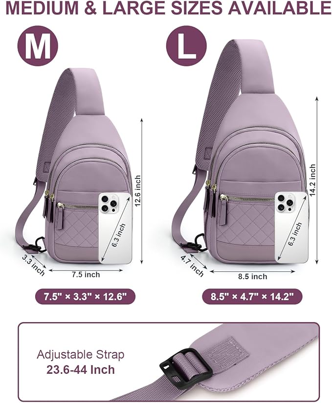 Capolo Sling Bag for Women Men Waterproof Crossbody Bags for Women Trendy Casual Fanny Pack with Convertible Shoulder Strap Chest Bag for Travel Hiking(Purple, Large)