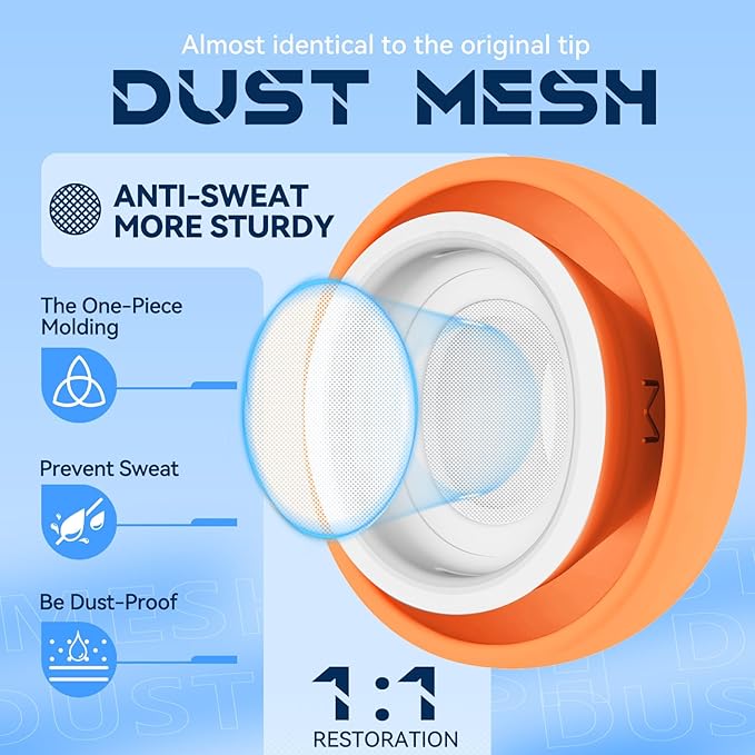 4 Pairs Replacement Ear Tips for AirPods Pro 2nd/1st Generation with Portable Storage Box & Cleaner Pen,Noise Reduction Holewith & Built-in dust Guard Screen,Silicone EarTips(Orange)