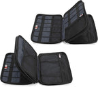 BUBM Double Layer Electronic Accessories Organizer, Travel Gear Bag for Cables, USB Flash Drive, Plug and More, Perfect Size Fits for iPad Mini (Medium, Dark Blue)