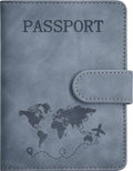 Passport Holder, Passport Cover with Credit Card Slot and Boarding Pass Slot Combo, Passport Wallet Case Book Travel Must Have, RFID Blocking Leather Travel Accessories, Navy Grey