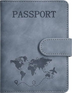 Passport Holder, Passport Cover with Credit Card Slot and Boarding Pass Slot Combo, Passport Wallet Case Book Travel Must Have, RFID Blocking Leather Travel Accessories, Navy Grey