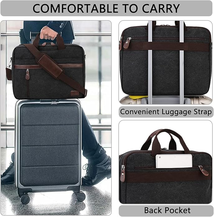 RAVUO Messenger Bag for Men, Water Resistant 17.3 inch Laptop Business Briefcase Canvas Shoulder Satchel for Work Business…