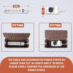 Cable Management Box, Handmade Rattan Cable Organizer with 2 Open Slots, Cord Hider for Power Strip, Router & USB Hub, Registered U.S. Design Patent (D1,112,102), 13" x 5.1" x 5.1", Brown