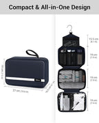 Maliton Toiletry Bag for Men & Women Travel Toiletry Bag Hanging Toiletry Bag Hygiene Organizer with 4 Compartments Waterproof Bathroom Shower Bag Large Toiletries Travel Bag(Black (Navy Blue)